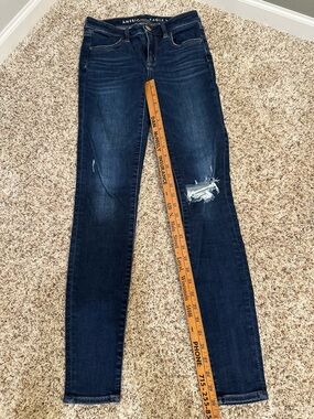 American Eagle Outfitters Navy Distressed Skinny Jeans